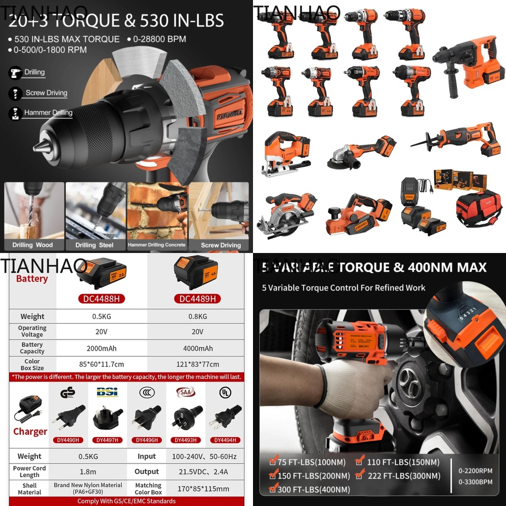 Combo Power Tools - Аккумуляторный ударный перфоратор KAFUWELL PA4500 72H